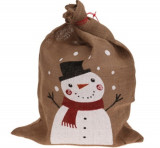 Sac pentru cadouri Snowman, 50x70 cm, iuta, multicolor