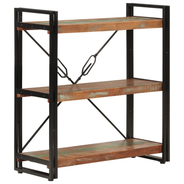 vidaXL Bibliotecă cu 3 niveluri, 77x30x80 cm, lemn masiv reciclat/fier 351109