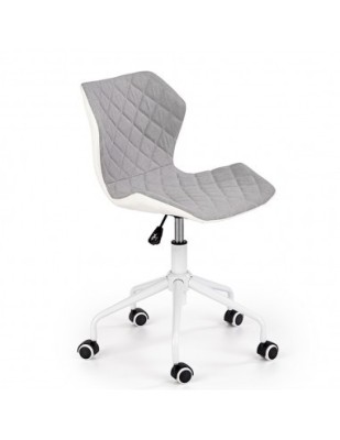 Scaun birou copii HM Matrix 3, stofa/piele ecologica, inaltime reglabila, rotire 360 ˚, roti pivotante, 100 kg, gri/ alb foto