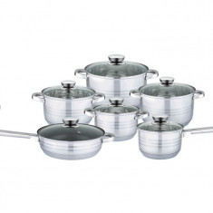 Set 6 oale inox cu capace Bohmann + tigaie granit