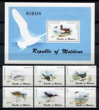 MALDIVE-Pasari-Colita si Serie complerta de 6 timbre nestampilate MNH