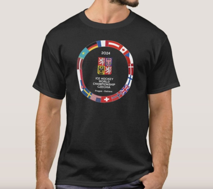 Echipa națională de hochei tricou de bărbați Ice Hockey World Championship Czechia MS 2024 Black - S