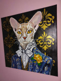 Pisica aristocrata pictura in ulei 2, Animale, Altul