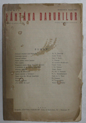 FANTANA DARURILOR - REVISTA DE CULTURA CRESTINA , ANUL VIII , NO. 8-9 , OCTOMBRIE - NOIEMBRIE , 1936 foto