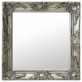 Oglindă de perete &icirc;n stil baroc, argintiu, 50 x 50 cm, vidaXL