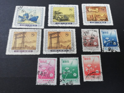 Lot timbre China, 10 valori, stampilat, anii 1960, stare buna foto