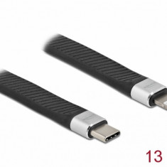 Cablu FPC Flat de date si incarcare USB Type-C la Lightning (iPhone, iPad, iPod), Delock 86941