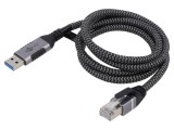 Cablu USB 3.0 RJ45 USB A 2m Negru/Gri