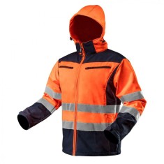 Jacheta de lucru cu vizibilitate ridicata, softshell cu gluga, portocalie, marimea XL 81-701-XL