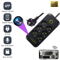 Camera Spion WiFi, F19U Ascunsa in Prelungitor, 6x prize, 4x USB, 1x Type C, Inregistrare Audio-Video, Full HD, Detectia Miscarii, cu Aplicatie Live