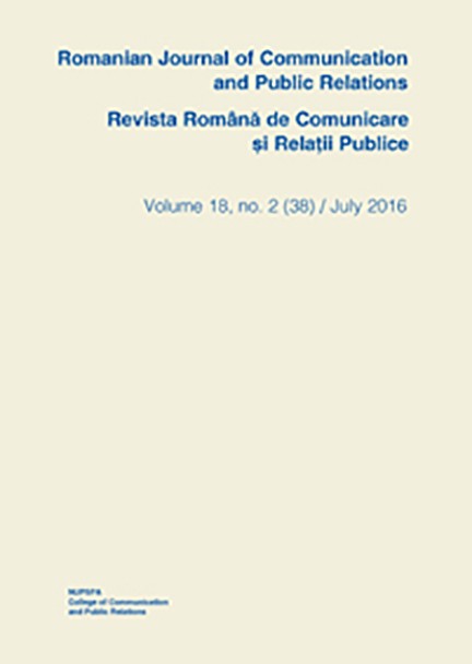Romanian Journal of Communication and Public Relations / Revista romana de comunicare si relatii publice - nr. 38 / 2016 |