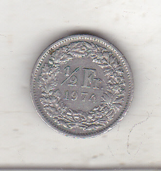 bnk mnd Elvetia 1/2 franc 1974 foto