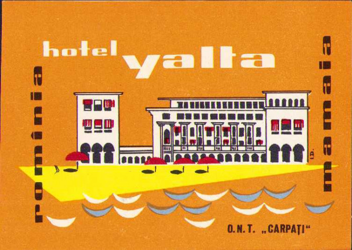 HST A142 Etichetă Hotel Yalta Mamaia RPR Rom&acirc;nia comunistă