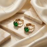 Cercei Smaraldul Regal , Cercei placati 14K Descriere scurta