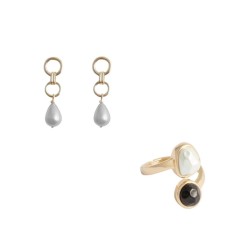 Set Inel si Cercei Avon Lestari , rafinament auriu, perle luminoase si eleganta festiva