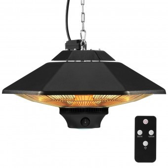 Incalzitor cu infrarosu suspendat 800-2000W, Telecomanda, 3 trepte temperatura, IP34, Aluminiu, 440x440x220 mm foto