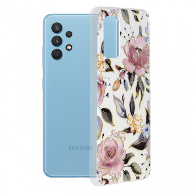 Husa pentru Samsung Galaxy A32 4G, Techsuit Marble Series, Chloe White foto