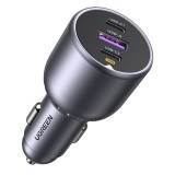 Incarcator auto bricheta USB, 2x Type-C Ugreen, gri, 35025