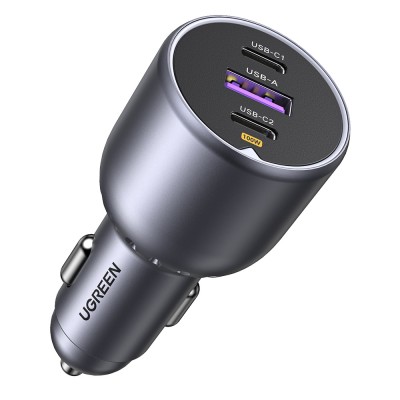Incarcator auto bricheta USB, 2x Type-C Ugreen, gri, 35025 foto