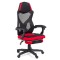 Scaun OFF 304, ergonomic, mesh, mecanism de balans, suport picioare retractabil, 110 kg, negru rosu