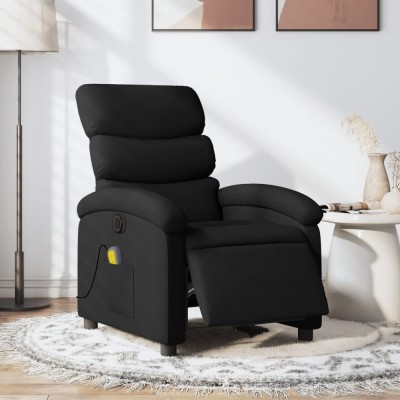 vidaXL Fotoliu electric de masaj rabatabil, negru, textil foto