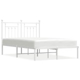 Cumpara ieftin Cadru de pat metalic cu tablie, alb, 120x200 cm