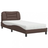 Cumpara ieftin Pat cu saltea, Hvar, maro, 80x200 cm, piele ecologica