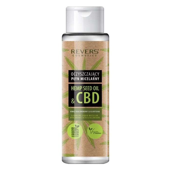 Apă micelara demachianta cu ulei natural de c&acirc;nepă cu CBD, 100% vegan, Revers, 400 ml