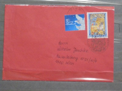 AUSTRIA - PLIC CIRCULAT CU TIMBRE DE CRACIUN SI STAMPILA SPECIALA - 2012 foto