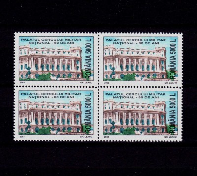✅RO 2003 , LP 1601 ,&amp;quot;80 ani - Palatul Cercului Militar&amp;quot; serie in bloc de 4 , MNH foto