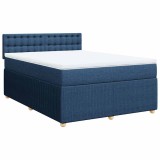 Cumpara ieftin Pat box spring cu saltea, albastru, 140x200 cm, textil