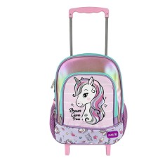 Ghiozdan troler pentru gradinita Glitter Unicorn Fanatee, 56 cm inaltime, maner tip P