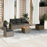 Cumpara ieftin Set mobilier grădină cu perne, 6 piese, gri, poliratan