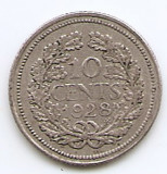 Olanda 10 Cents 1928 - Wilhelmina, Argint 1.4 g/640, 15 mm KM-163 (1), Europa