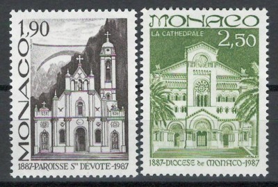 Monaco 1987 Mi 1802/03 MNH - Parohia Sf. Devot și Dioceza de Monaco foto
