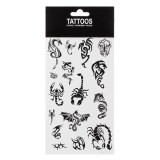 Tatuaje Autocolante cu Dragoni și Scorpioni, 16 buc, Negru, CMCLASS