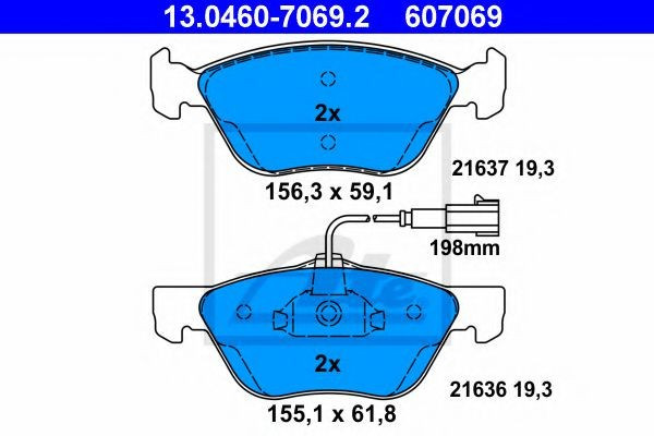 Set placute frana,frana disc ALFA ROMEO 146 (930) (1994 - 2001) ATE 13.0460-7069.2