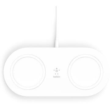 Incarcator wireless dual Belkin BOOST CHARGE Qi 15w, Alb foto