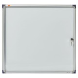 Avizier NOBO Premium Plus, interior, otel emailat, 6x A4, extra plat, cu usa si cheie, magnetic, alb