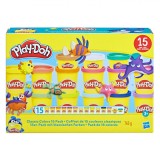 Set Plastilină, Hasbro, Play-Doh Classic, 15 Recipiente, Multicolor