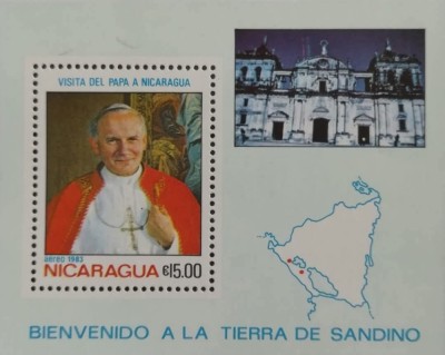 BC372, Nicaragua 1983, colita Papa Ioan Paul al II-lea foto