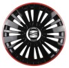 Set 4 Capace Roti pentru Seat, model Falcon Black Cu Rama Rosie, R16, SEAT