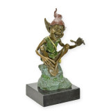 Goblin-statueta din bronz pictat pe un soclu din marmura BD-3, Abstract