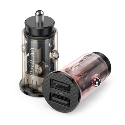 Incarcator Auto USB KUULAA KL-CD09, 2 X USB, Gri Transparent foto