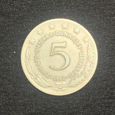 Moneda 5 dinari 1972 Iugoslavia