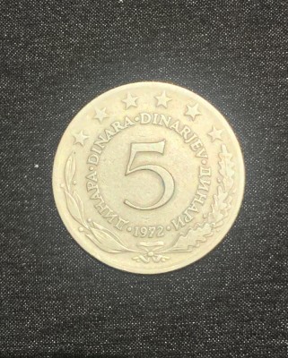 Moneda 5 dinari 1972 Iugoslavia foto