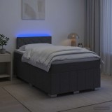 Cumpara ieftin Pat boxspring cu saltea Gri inchis 120 x 190 cm Tesatura