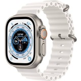 Curea smartwatch, THD, Oceanic Loop, pentru Apple Watch Ultra2 49 mm, Apple Watch 46 mm seria 10, marime universala, alba, catarama gri