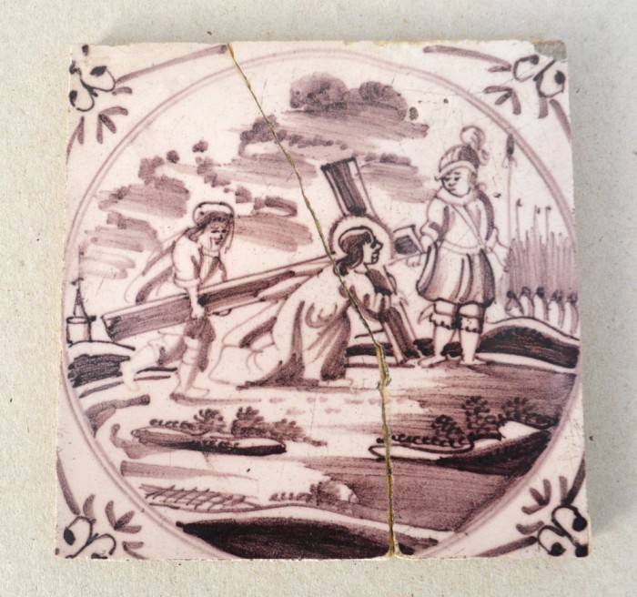 &quot;Drumul crucii&quot; placa ceramica de Delft sec 18