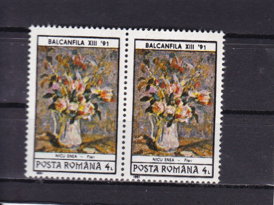 ROMANIA 2001 LP 1568 BALCANFILA 91 SUPRATIPAR COLOANA PERECHE MNH foto